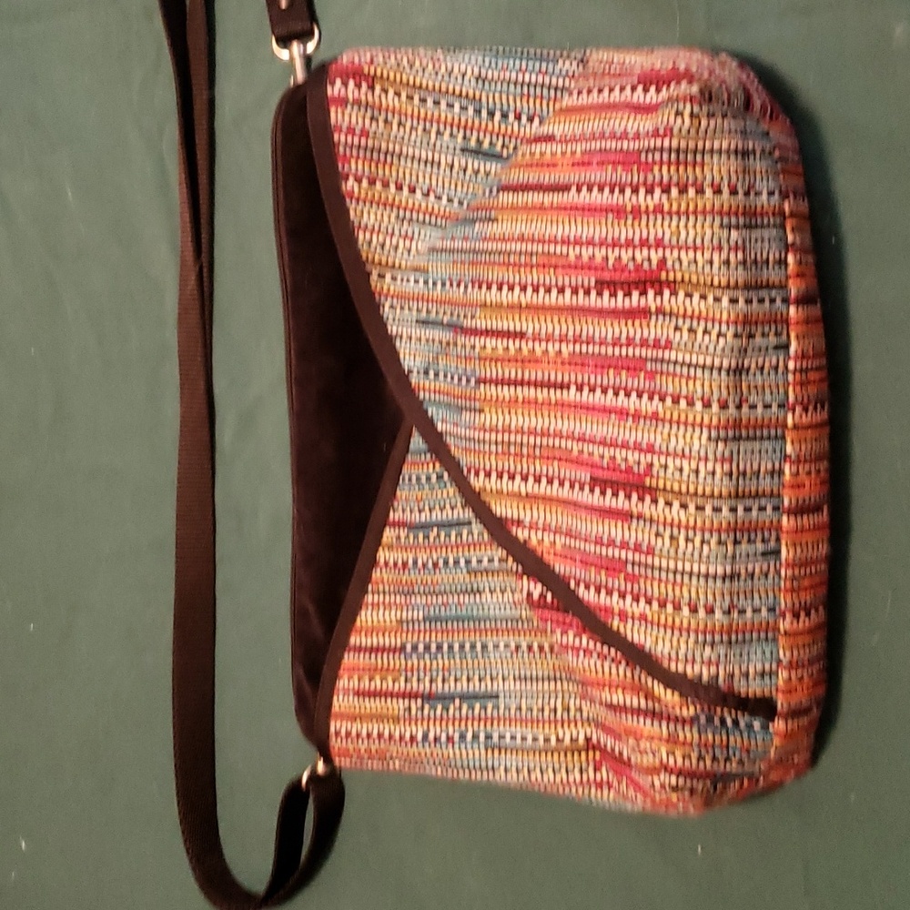 Multi colored purse with shoulder strap
